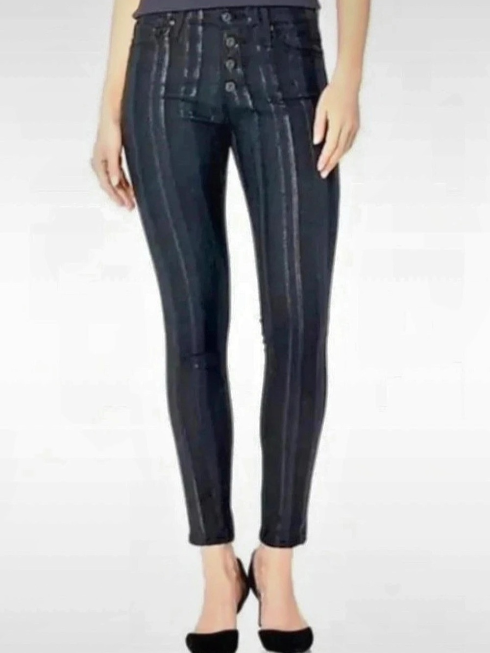 Adriano Goldschmied The Farrah Skinny Ankle Striped Skinny Ankle Jeans in Black